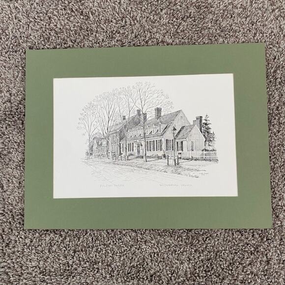 Vintage Clark M. Goff Raleigh Tavern Williamsburg, Virginia '73 Matted Print - Picture 1 of 12